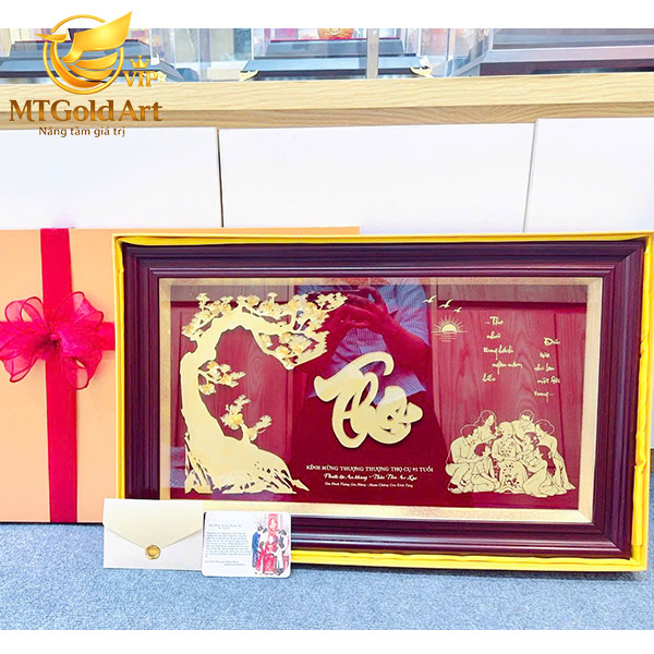 Tranh Chữ Thọ Thiết Kế Dát Vàng – Quà Mừng Thọ Ý Nghĩa Tranh chữ thọ thiết kế dát vàng - quà mừng thọ cụ 95 tuổi